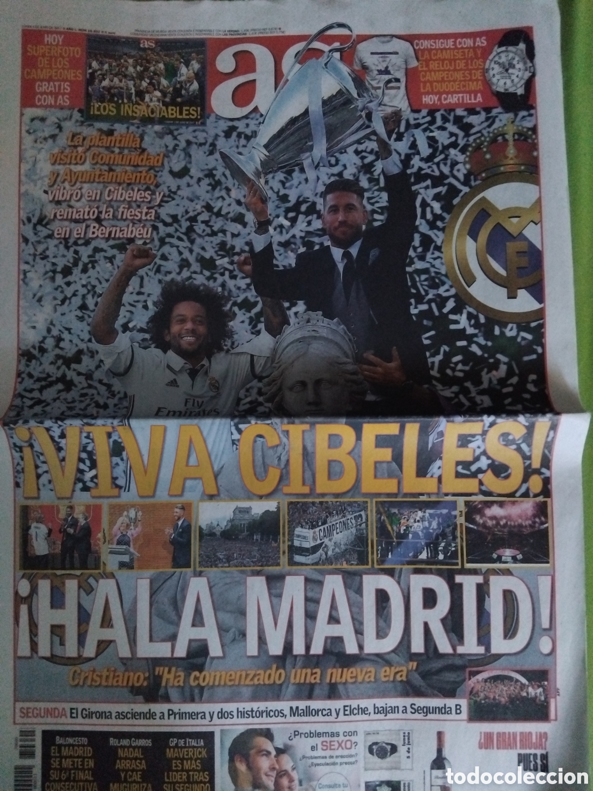 Coleccionismo deportivo: Periodico R.Madrid celebraci&oacute;n Duod&eacute;cima 2017