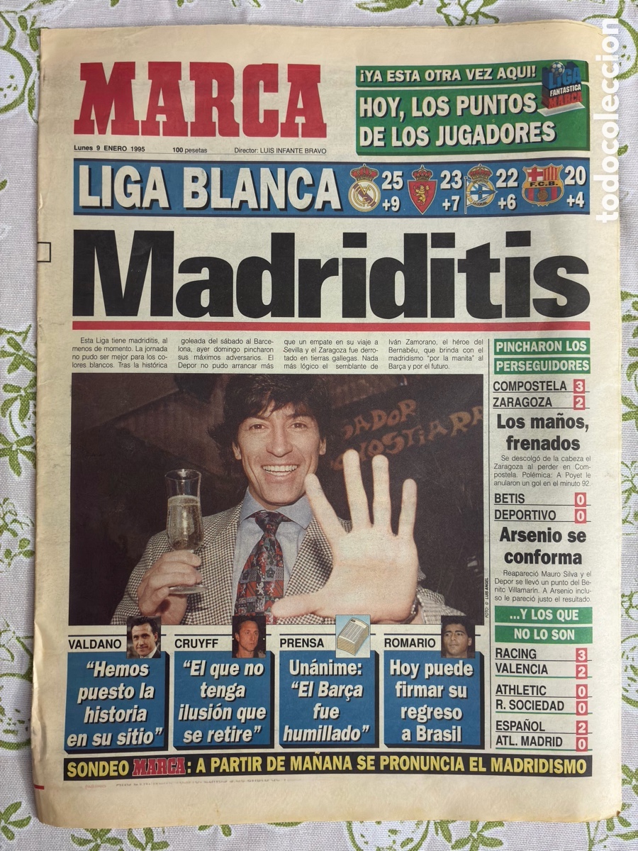 Sports collectibles: Peri&oacute;dico Marca hist&oacute;rico (9 enero 1995) - 5-0 Real Madrid al Bar&ccedil;a (&rdquo;Madriditis&rdquo;)