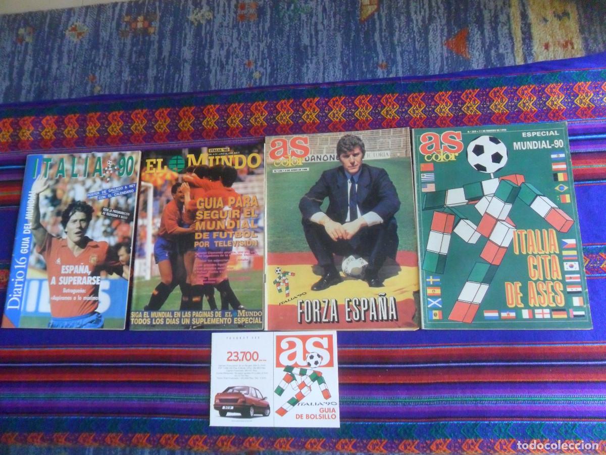 Coleccionismo deportivo: MUNDIAL F&Uacute;TBOL ITALIA 90 AS COLOR 225 209 DE BOLSILLO PEUGEOT ESPECIAL GU&Iacute;A EL MUNDO Y DIARIO 16.