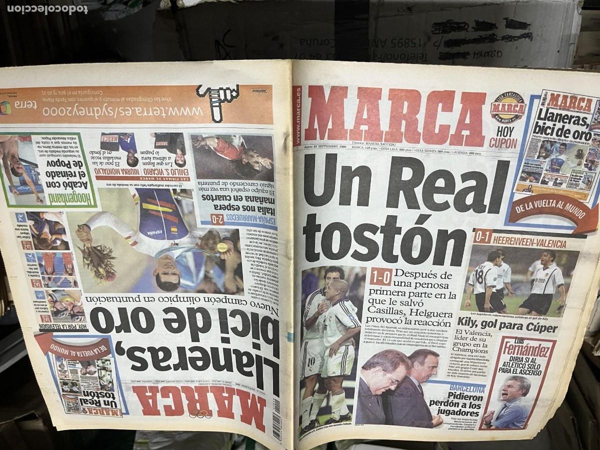 Coleccionismo deportivo: MARCA (21-9-2000) REAL MADRID 1-0 SPARTA MOSCU HEERENVEEN 0-1 VALENCIA MEDALLA ORO JOAN LLANERAS