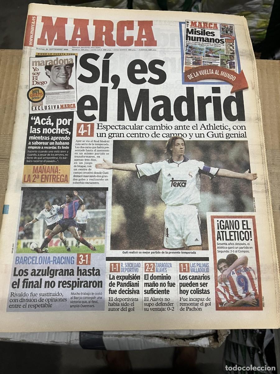 Coleccionismo deportivo: MARCA(24-9-2000)EXCLUSIVA DIEGO MARADONA REAL MADRID 4-1 ATHLETIC BILBAO MARION JONES MAURICE GREENE