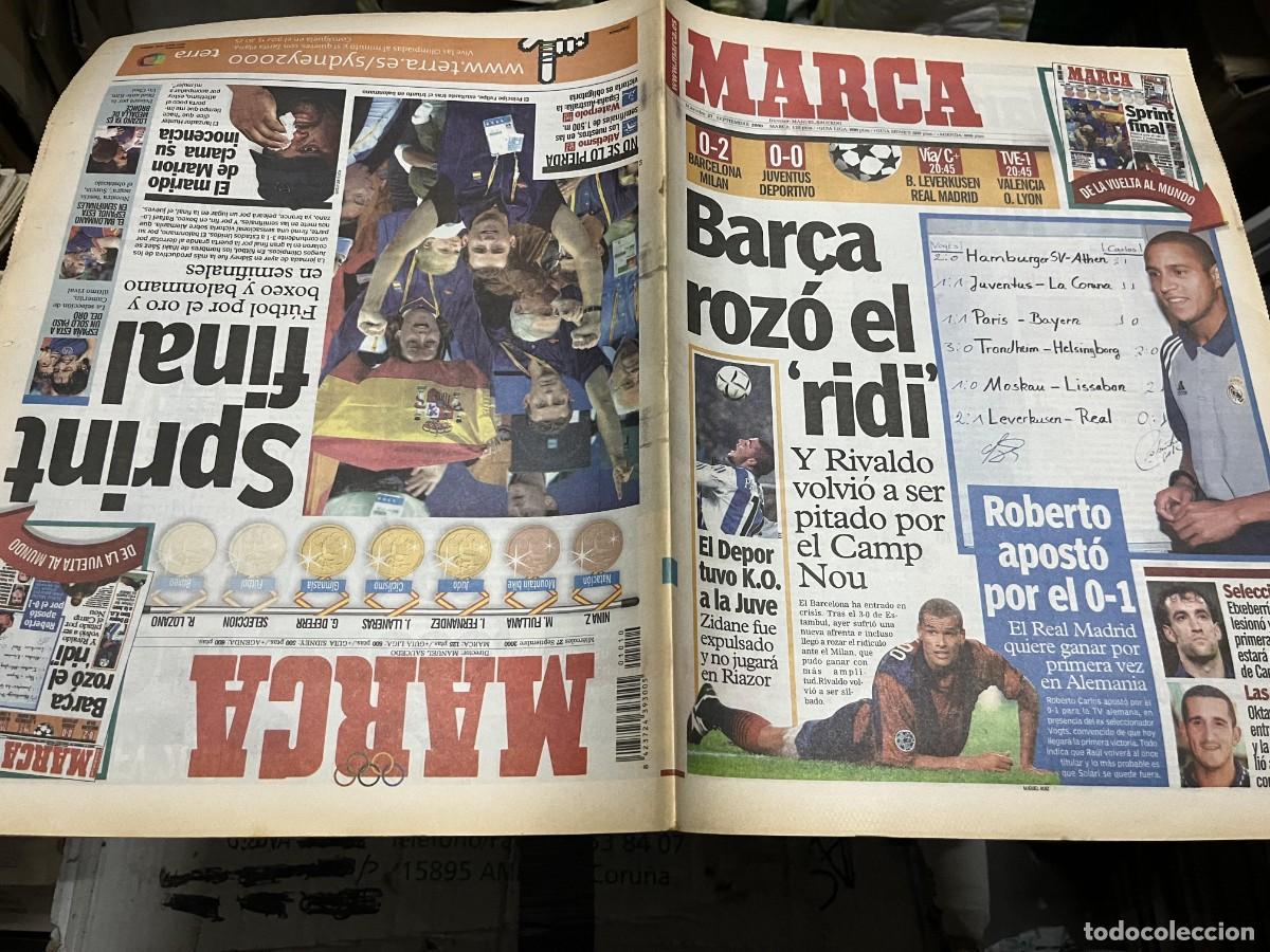 Coleccionismo deportivo: MARCA (27-9-2000) BARCELONA 0-2 MILAN JUVENTUS 0-0 DEPORTIVO CORU&Ntilde;A HOY LEVERKUSEN REAL MADRID