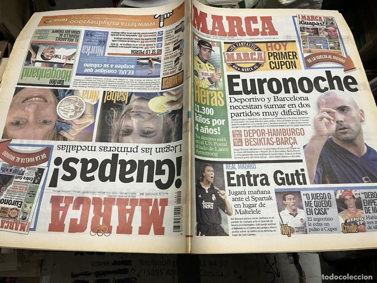 Coleccionismo deportivo: MARCA (19-9-2000) HOY DEPORTIVO CORU&Ntilde;A HAMBURBO BESIKTAS BARCELONA HERAS GUTI MEDALLAS NINA ISABEL