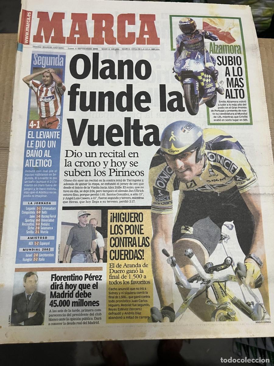 Coleccionismo deportivo: MARCA (4-9-2000) VUELTA ESPA&Ntilde;A CICLISMO OLANO LEVANTE 4-1 ATLETICO MADRID ALZAMORA HIGUERO