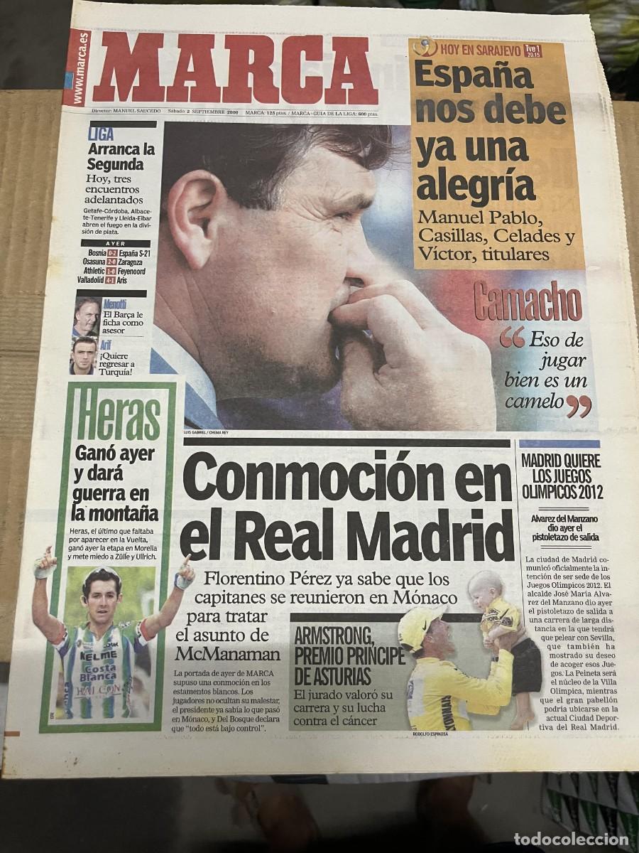 Coleccionismo deportivo: MARCA (2-9-2000) CAMACHO HOY BOSNIA ESPA&Ntilde;A SELECCION ESPA&Ntilde;OLA MCMANAMAN REAL MADRID ARMSTRONG HERAS