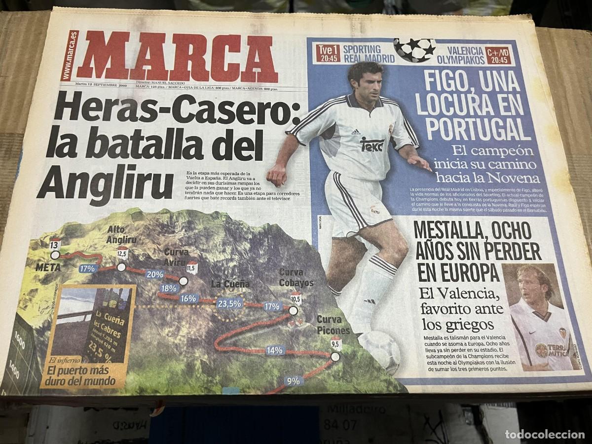Coleccionismo deportivo: MARCA (12-9-2000) FIGO HERAS CASERO VUELTA ESPA&Ntilde;A HOY SPORTING PORTUGAL REAL MADRID VALENCIA OLYMPIA