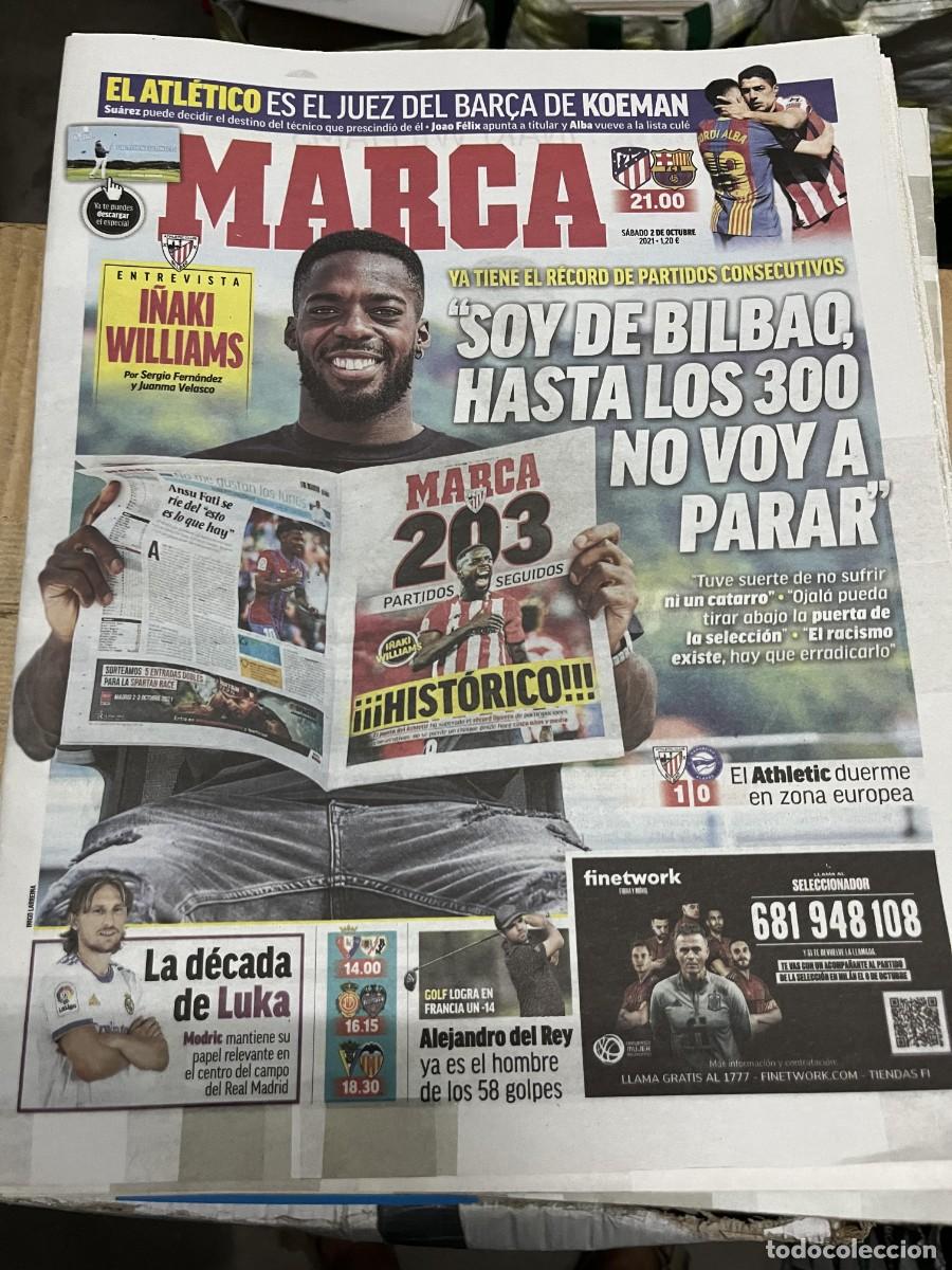Coleccionismo deportivo: MARCA (2-10-2021) ENTREVISTA NICO WILLIAMS ATLETICO MADRID BARCELONA KOEMAN MODRIC ALEJANDRO DEL REY