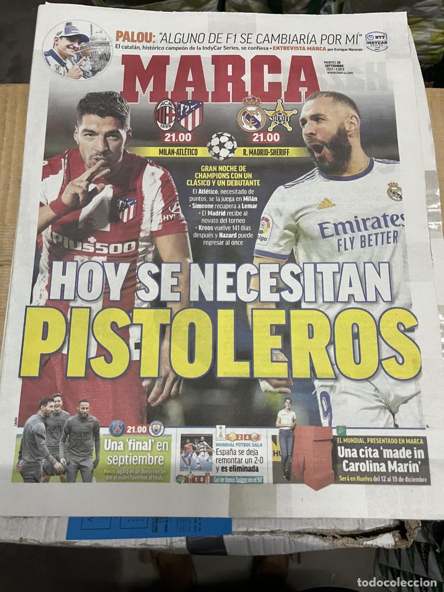Coleccionismo deportivo: MARCA (28-9-2021) LUIS SUAREZ BENZEMA HOY MILAN ATLETICO REAL MADRID SHERIFF PSG MANCHESTER CITY