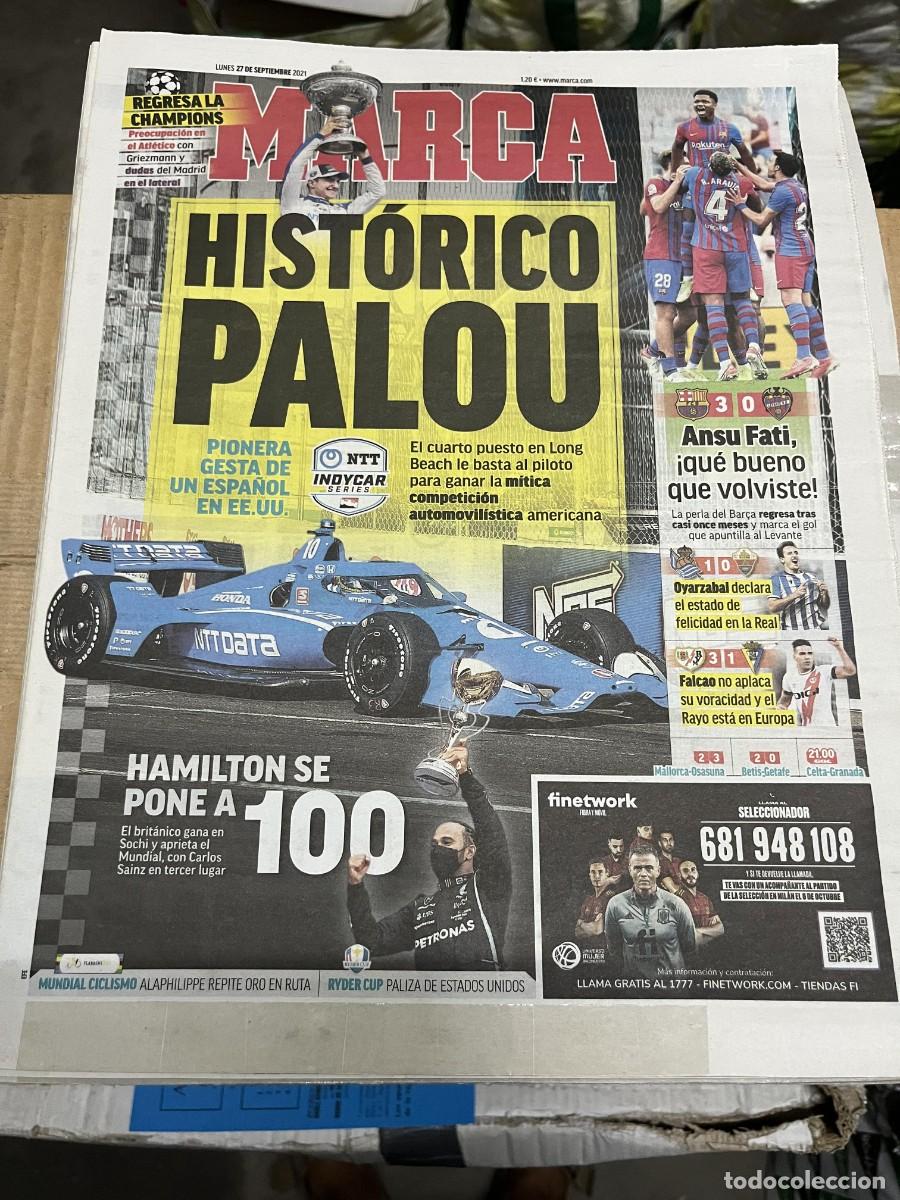 Coleccionismo deportivo: MARCA (27-9-2021) ALEX PALOU CAMPEON INDYCAR ANSU FATI BARCELONA 3-0 LEVANTE JORNADA LIGA HAMILTON