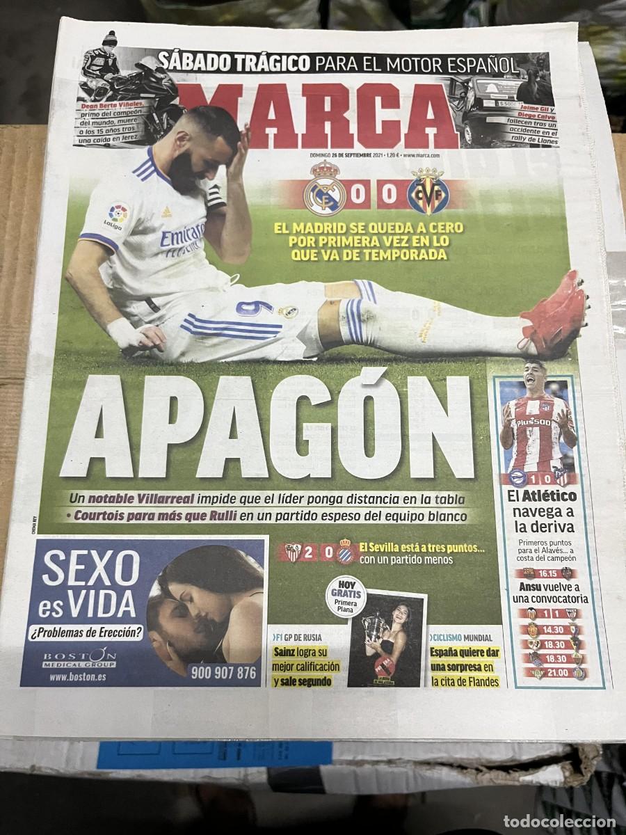 Coleccionismo deportivo: MARCA (26-9-2021) REAL MADRID 0-0 VILLARREAL ALAVES MUERTE DEAN BERTA VI&Ntilde;ALES JAIME GIL DIEGO CALVO