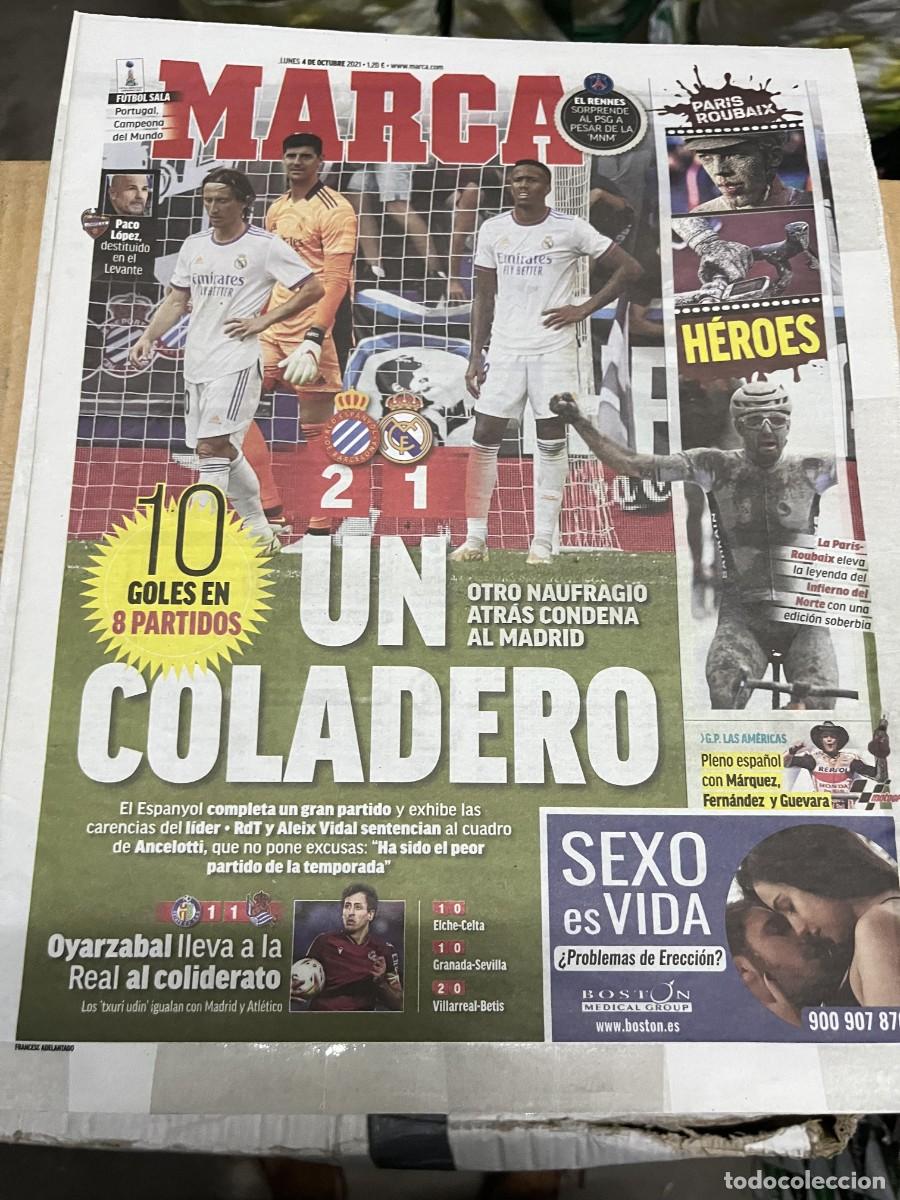 Coleccionismo deportivo: MARCA (4-10-2021) ESPANYOL 2-1 REAL MADRID PACO LOPEZ LEVANTE LA PARIS ROUBAIX MOTO GP JORNADA LIGA