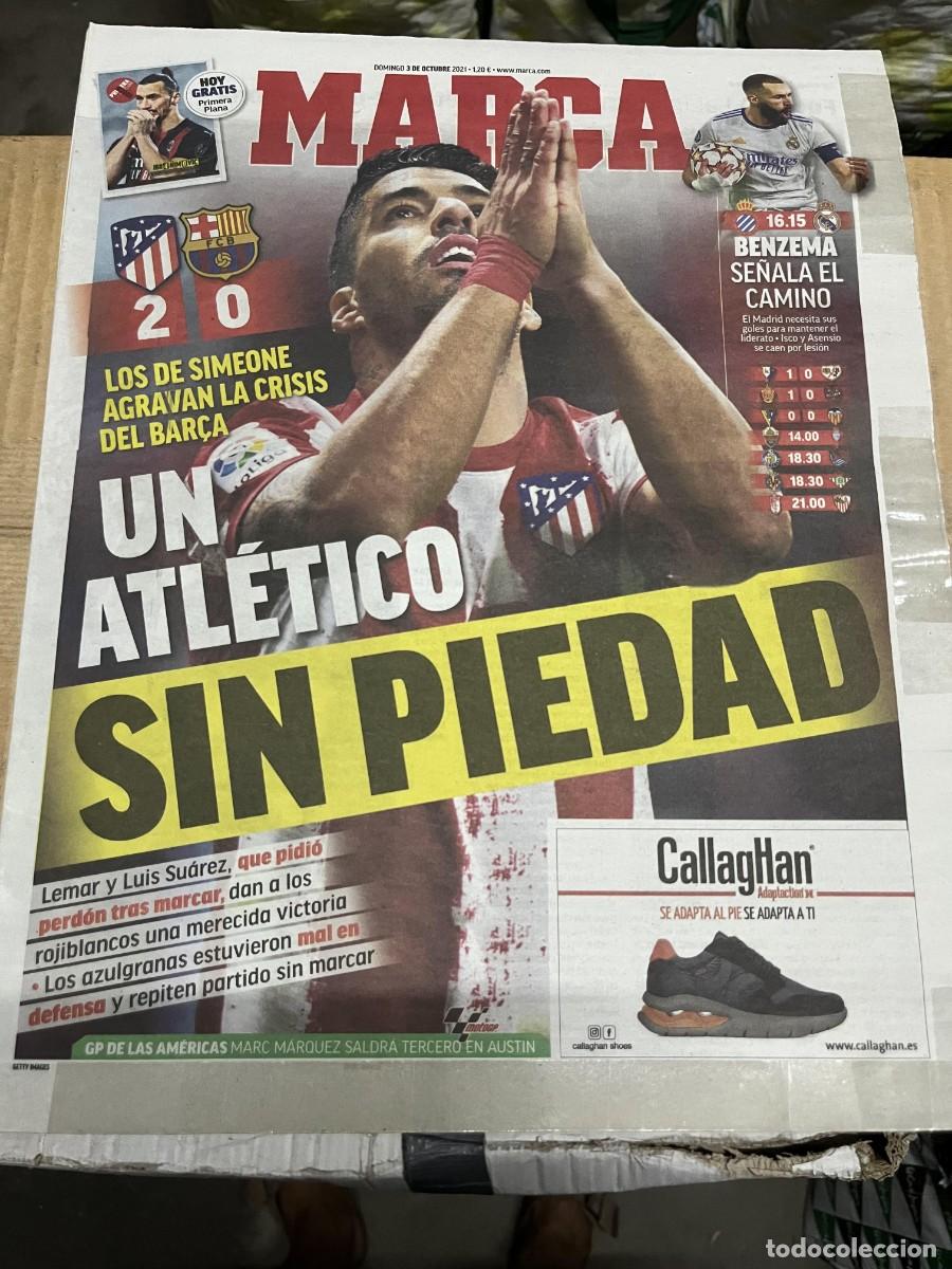 Coleccionismo deportivo: MARCA (3-10-2021) ATLETICO MADRID 2-0 BARCELONA LUIS SUAREZ ESPANYOL REAL MADRID JORNADA LIGA