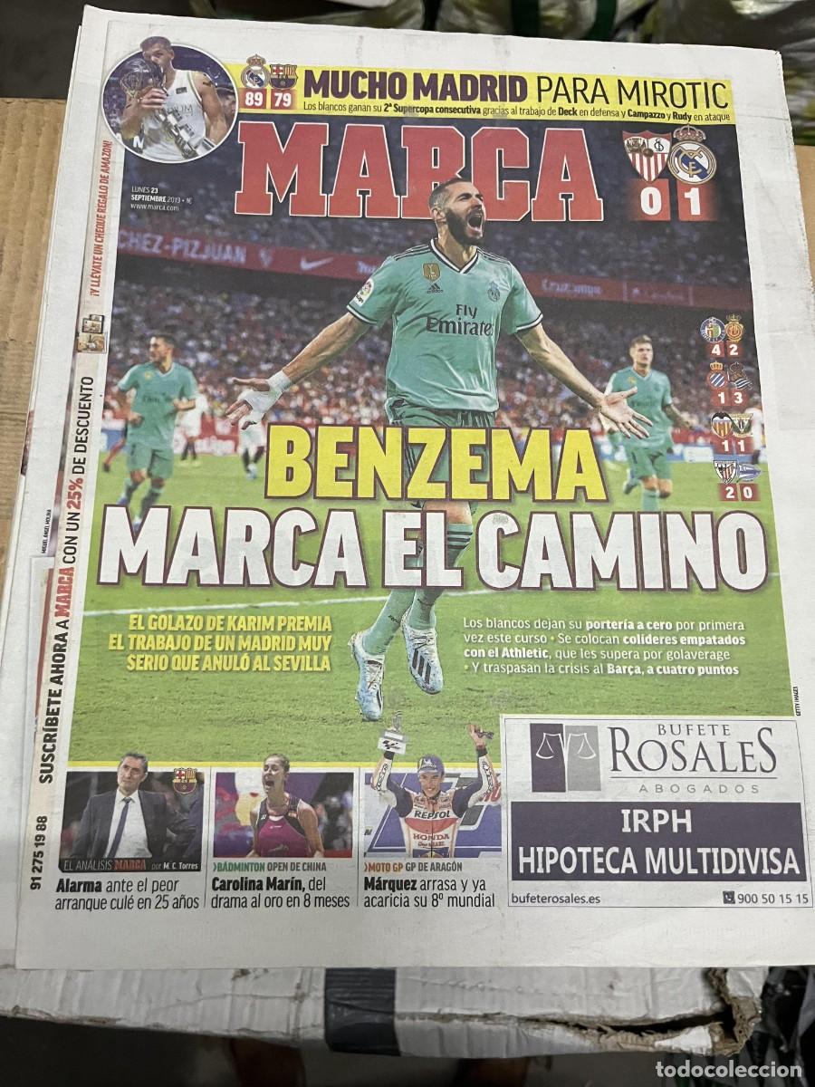 Coleccionismo deportivo: MARCA(23-9-2019)SEVILLA 0-1 R.MADRID FINAL SUPERCOPA ESPA&Ntilde;A BALONCESTO REAL MADRID BARCELONA MIROTIC