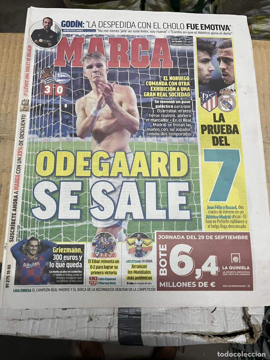Coleccionismo deportivo: MARCA (27-9-2019) REAL SOCIEDAD 3-0 ALAVES ODEGAARD DERBI ATLETICO REAL MADRID GODIN GRIEZMANN