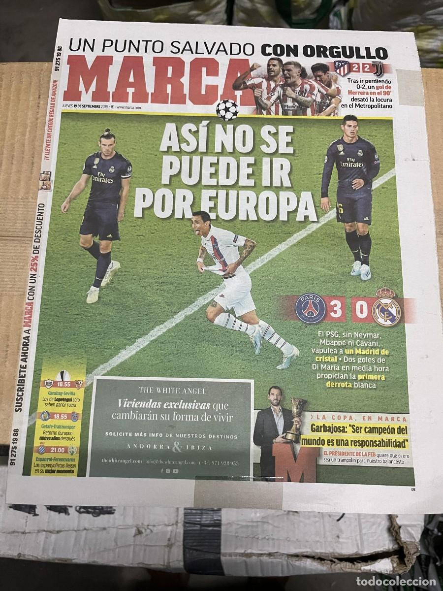 Coleccionismo deportivo: MARCA (19-9-2019) CHAMPIONS PSG 3-0 REAL MADRID ATLETICO MADRID 2-2 JUVENTUS
