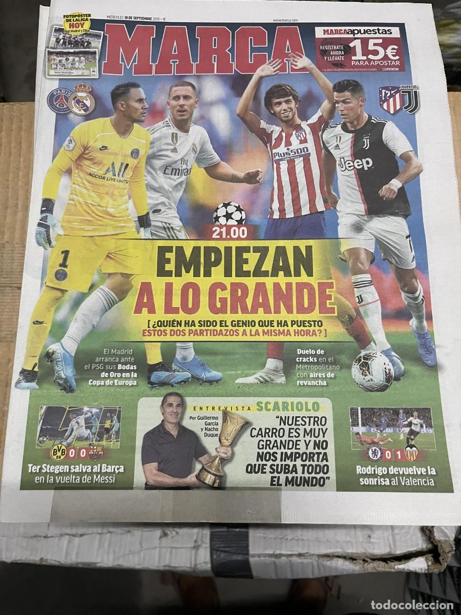 Coleccionismo deportivo: MARCA (18-9-2019) HOY CHAMPIONS PSG REAL MADRID ATLETICO JUVENTUS POSTER REAL MADRID EIBAR
