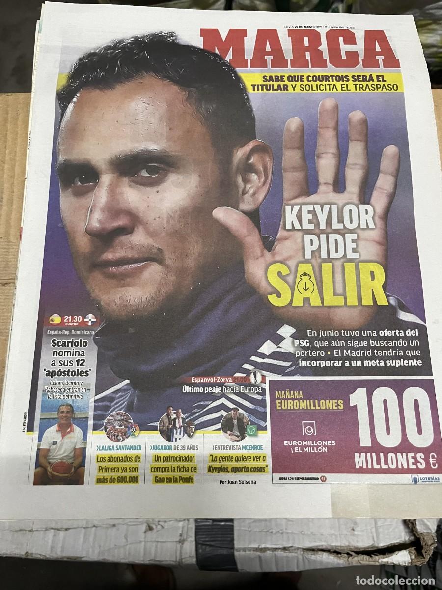 Coleccionismo deportivo: MARCA (22-8-2019) KEYLOR NAVAS REAL MADRID MUNDIAL BALONCESTO ESPA&Ntilde;A ESPANYOL ZORYA