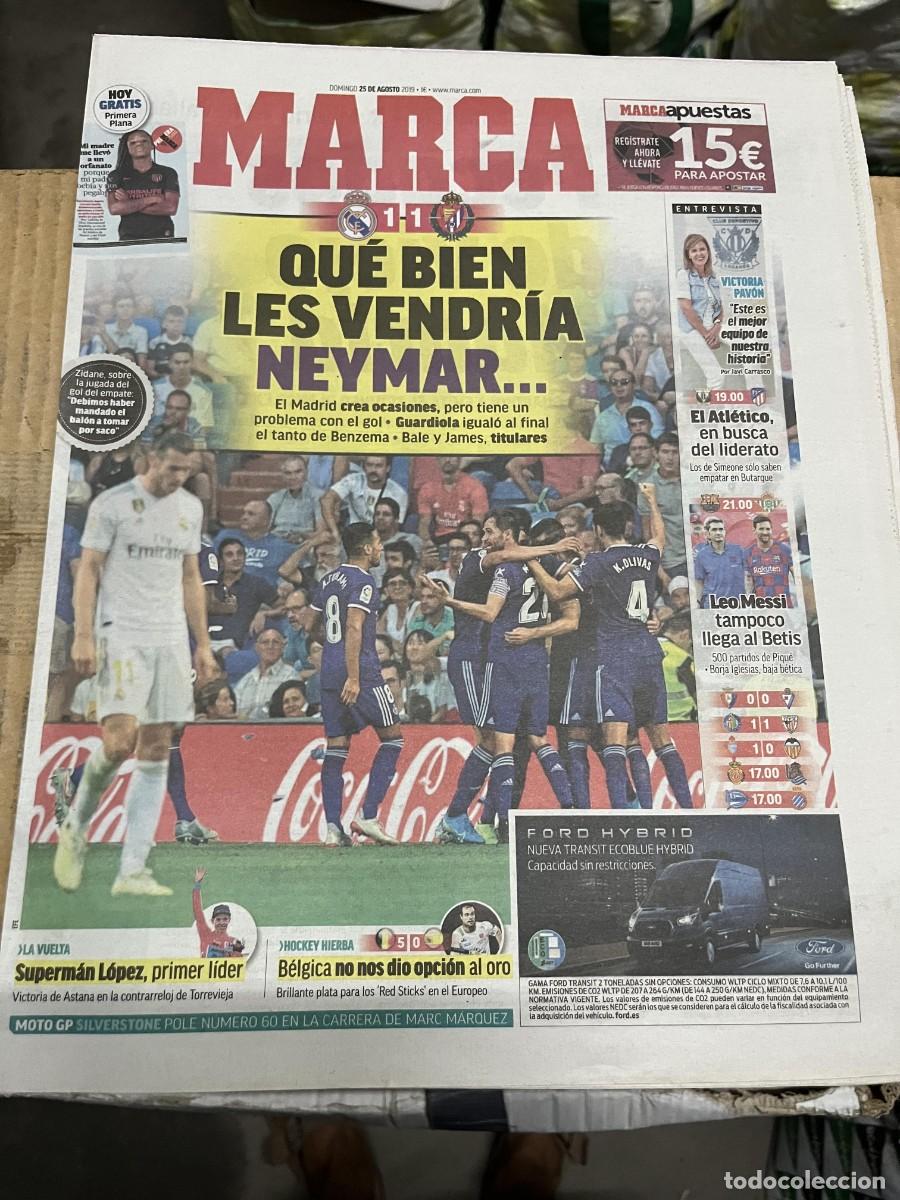 Coleccionismo deportivo: MARCA (25-8-2019) REAL MADRID 1-1 VALLADOLID ENTREVISTA VICTORIA PAVON LEGANES ATLETICO LUDMILA