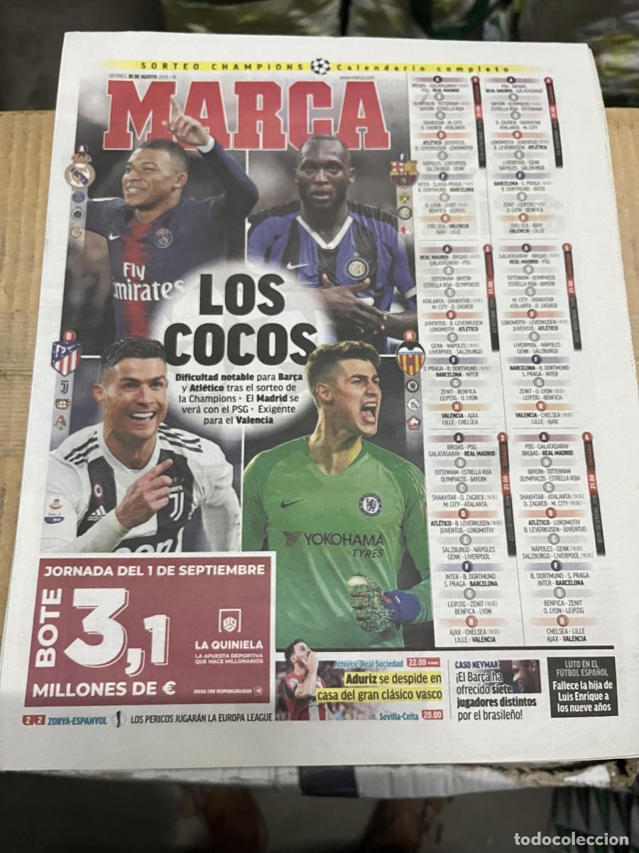 Coleccionismo deportivo: MARCA (30-8-2019) SORTEO CHAMPIONS CALENDARIO COMPLETO REAL MADRID BARCELONA ATLETICO VALENCIA