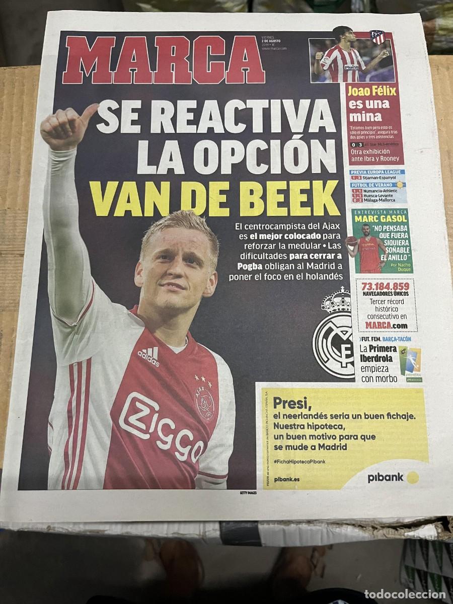 Coleccionismo deportivo: MARCA (2-8-2019) POSIBLE FICHAJE VAN DE BEEK REAL MADRID JOAO FELIX ALL STAR MLS 0-3 ATLETICO