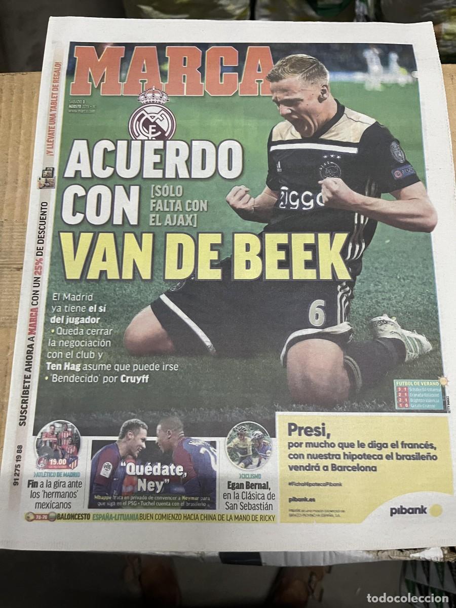 Coleccionismo deportivo: MARCA (3-8-2019) FICHAJE VAN DE BEEK REAL MADRID EGAN BERNAL AMISTOSO ATLETICO SAN LUIS AT.MADRID