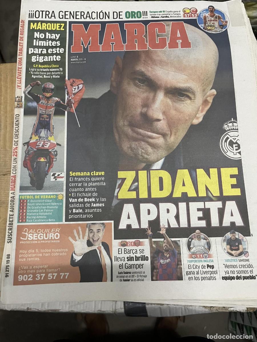 Coleccionismo deportivo: MARCA (5-8-2019) ZIDANE CAMPEON MOTO GP MARC MARQUEZ EUROPEO SUB-18 ESPA&Ntilde;A BALONCESTO