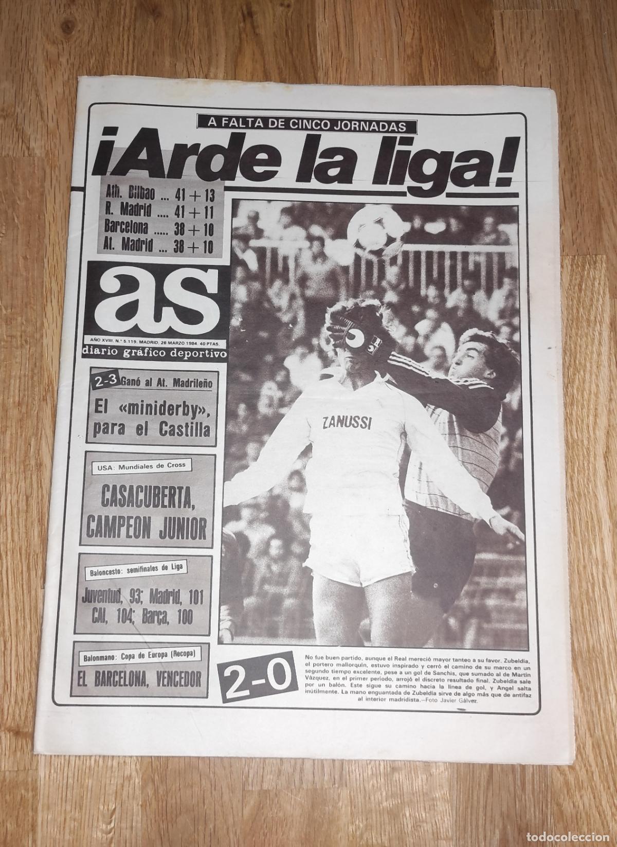 Coleccionismo deportivo: DIARIO AS 1984 LIGA 83 84 REAL MADRID RCD MALLORCA CASTILLA - SEAN KELLY - BASKET ROMAY