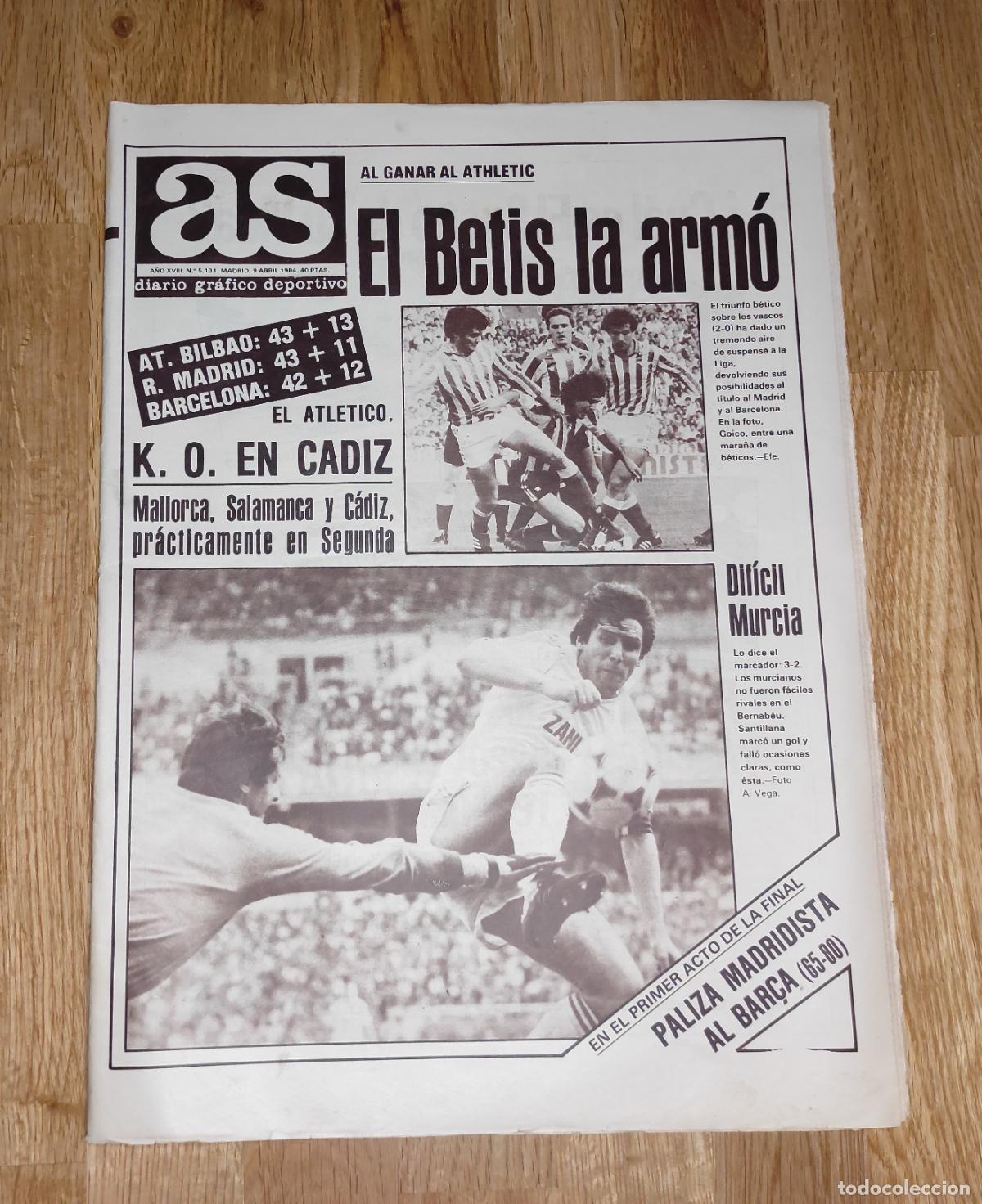 Coleccionismo deportivo: DIARIO AS 1984 LIGA 83 84 REAL BETIS MURCIA ATHELTIC CADIZ - CELTA DE VIGO -TORMO ASPAR - BASKET