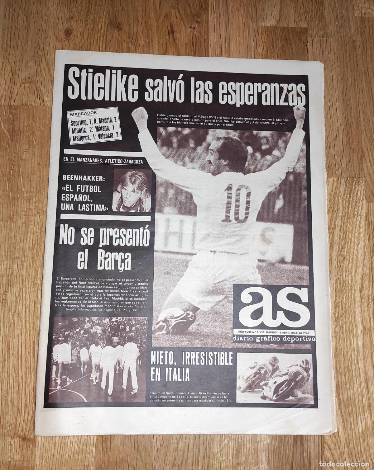 Coleccionismo deportivo: DIARIO AS 1984 LIGA 83 84 ATHLETIC CLUB BILBAO - BASKET BAR&Ccedil;A - ANGEL NIETO - VUELTA CICLISTA ESPA&Ntilde;A