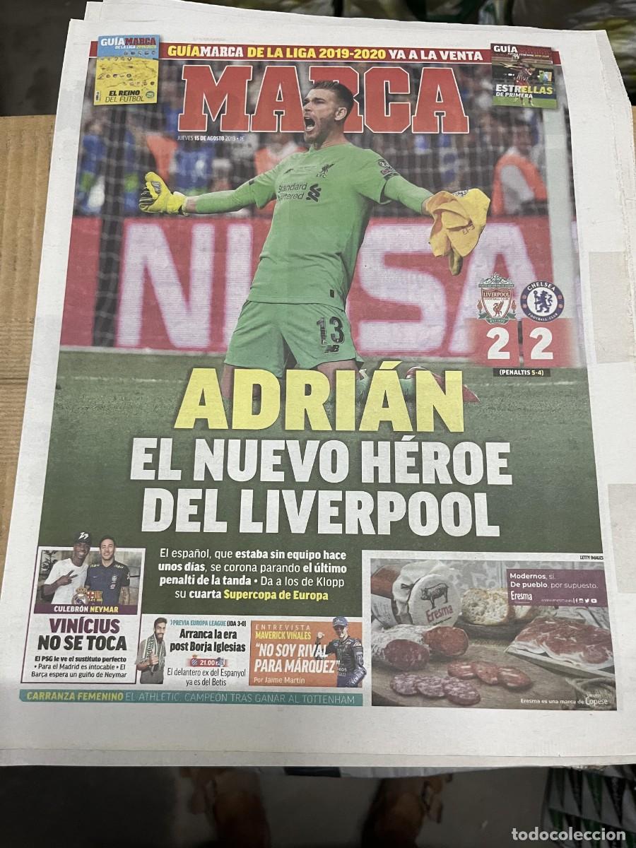 Coleccionismo deportivo: MARCA (15-8-2019) CAMPEON FINAL SUPERCOPA EUROPA LIVERPOOL 2-2 CHELSEA ADRIAN VINICIUS