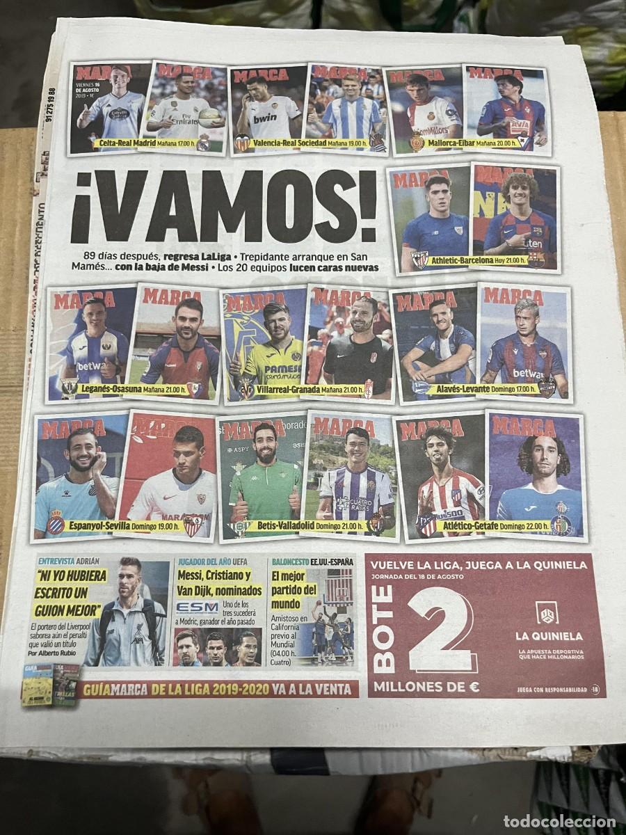 Coleccionismo deportivo: MARCA (16-8-2019) COMIENZA LA LIGA FUTBOL JORNADA LIGA ENTREVISTA ADRIAN SAN MIGUEL LIVERPOOL