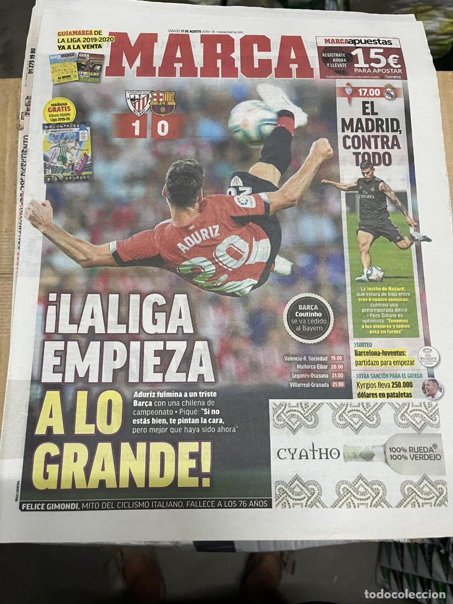 Coleccionismo deportivo: MARCA (17-8-2019) JORNADA LIGA ATHLETIC BILBAO 1-0 BARCELONA HOY CELTA REAL MADRID