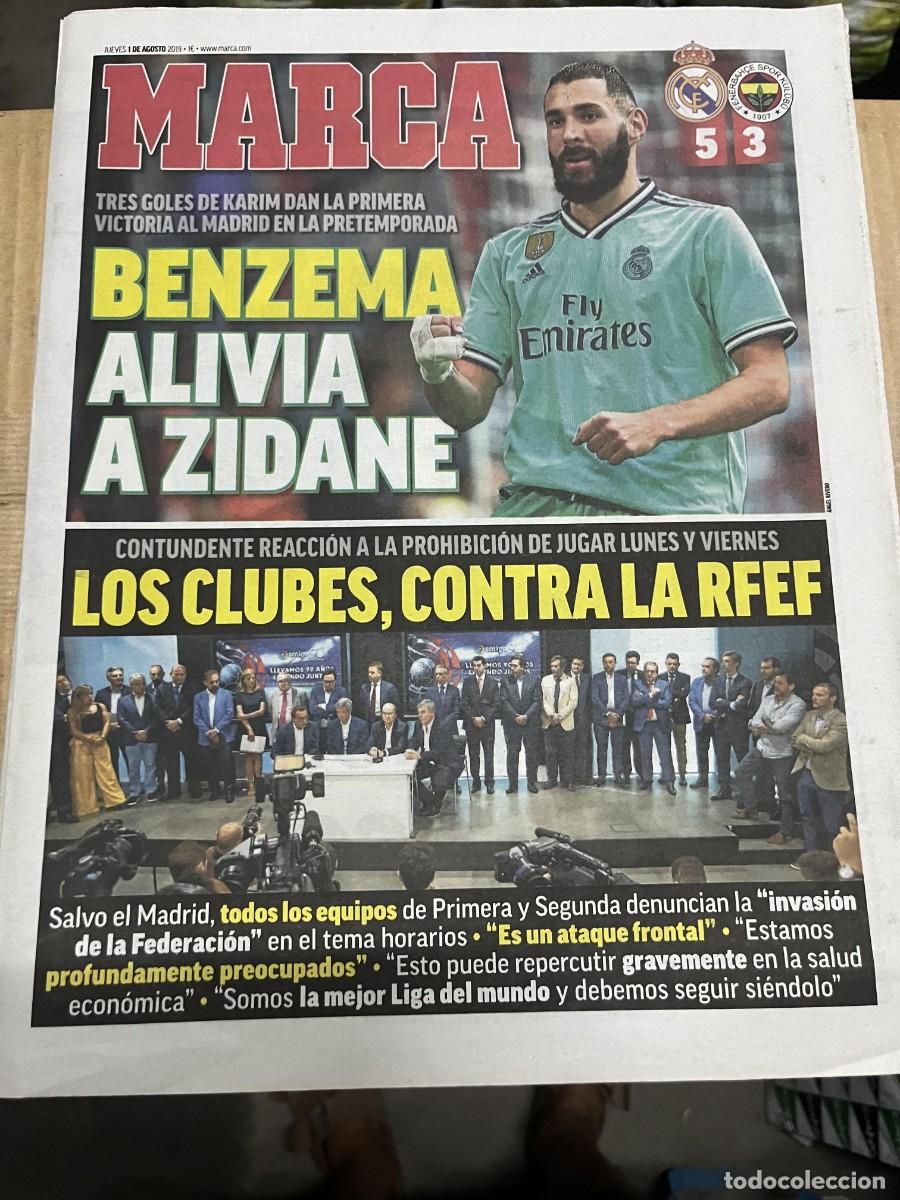 Coleccionismo deportivo: MARCA (1-8-2019) REAL MADRID 5-3 FENERBAHCE BENZEMA CLUBS CONTRA RFEF