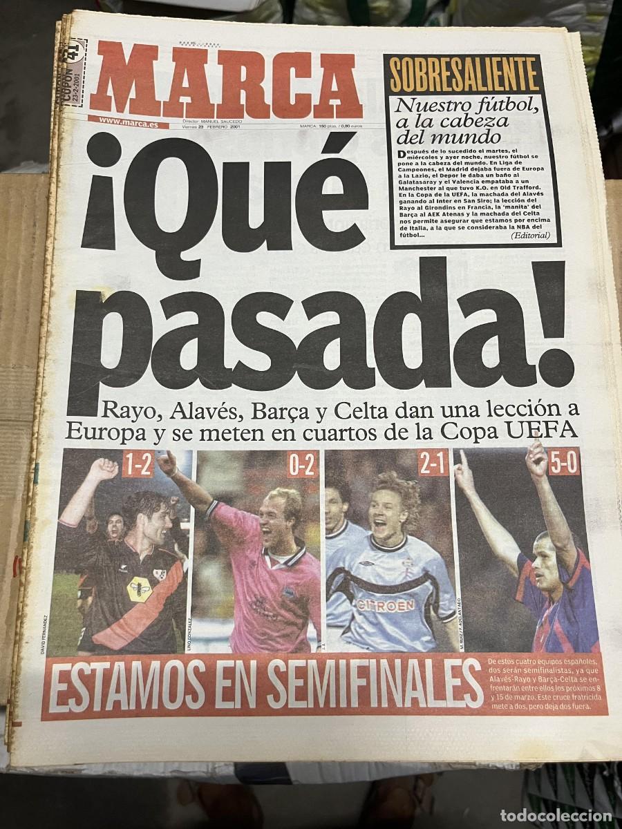 Coleccionismo deportivo: MARCA (23-2-2001) BARCELONA 5-0 AEK CELTA 2-1 STUTTGART INTER MILAN 0-2 ALAVES