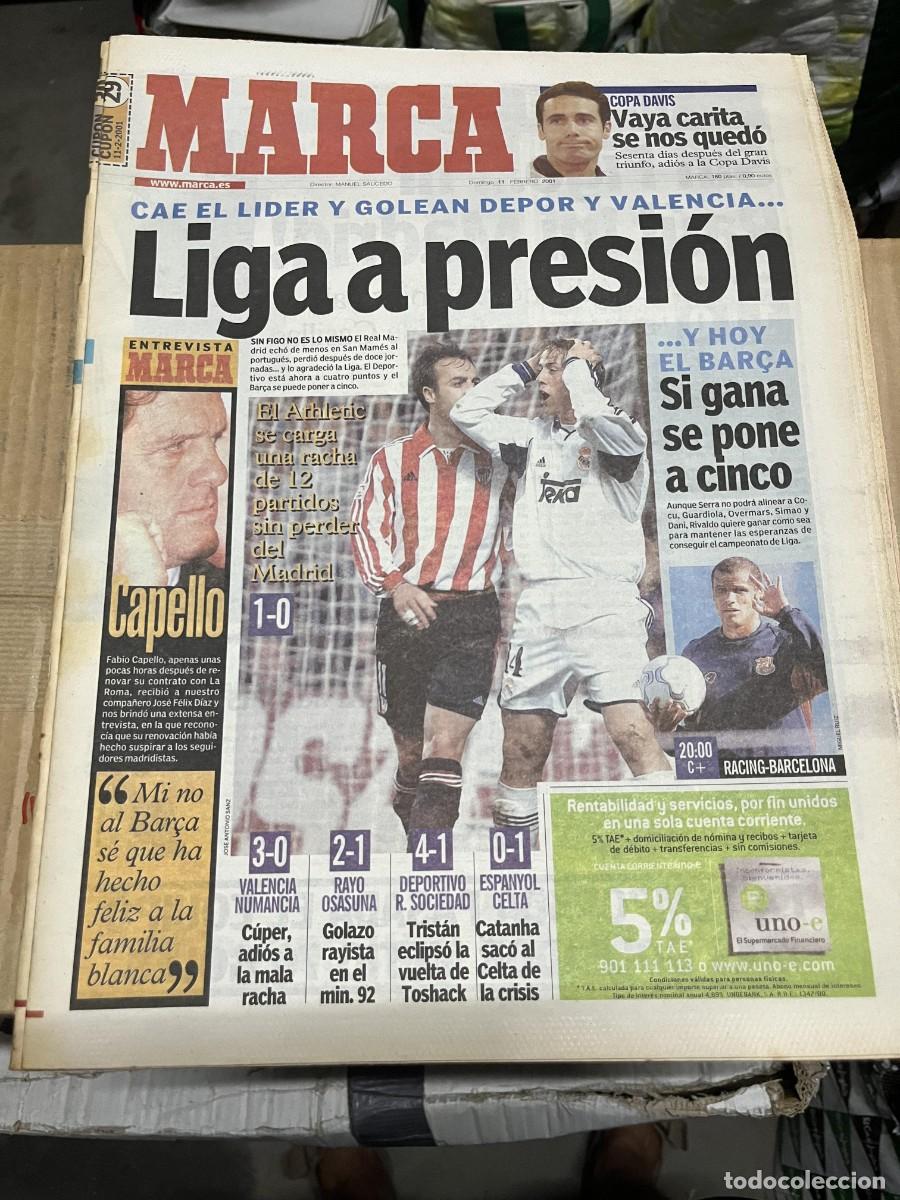 Coleccionismo deportivo: MARCA (11-2-2001) COPA DAVIS TENIS ENTREVISTA CAPELLO ATHLETIC BILBAO 1-0 REAL MADRID JORNADA LIGA