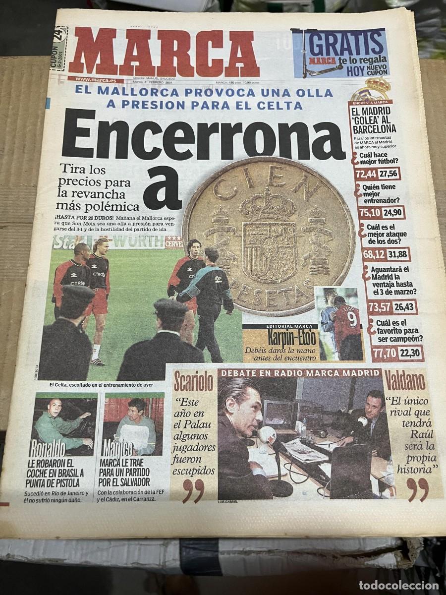 Coleccionismo deportivo: MARCA (6-2-2001) COPA MALLORCA CELTA VIGO KARPIN ETOO SCARIOLO RONALDO NAZARIO MAGICO GONZALEZ