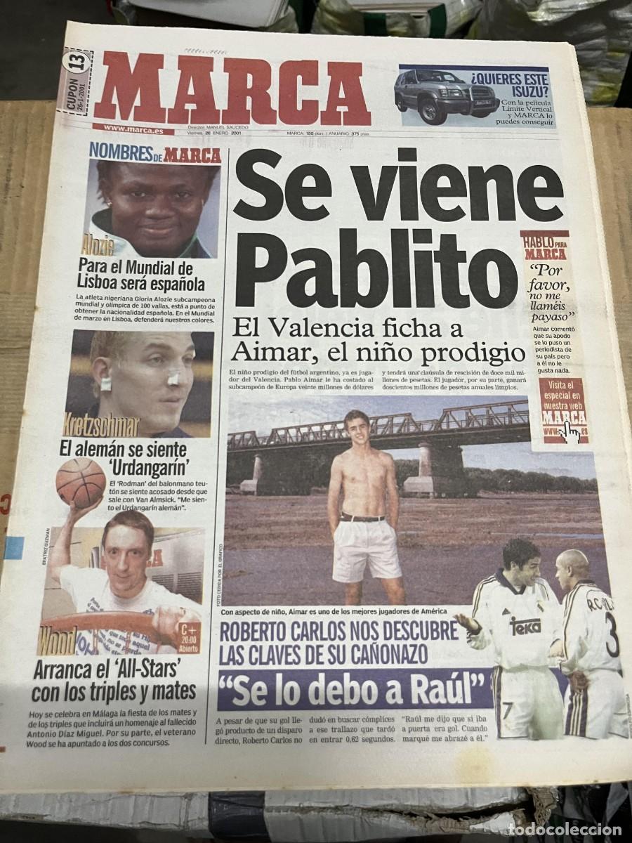 Coleccionismo deportivo: MARCA (26-1-2001) PABLO AIMAR FICHAJE VALENCIA ALOZIE KRETZSCHMAR WOOD ALL STARS BALONCESTO