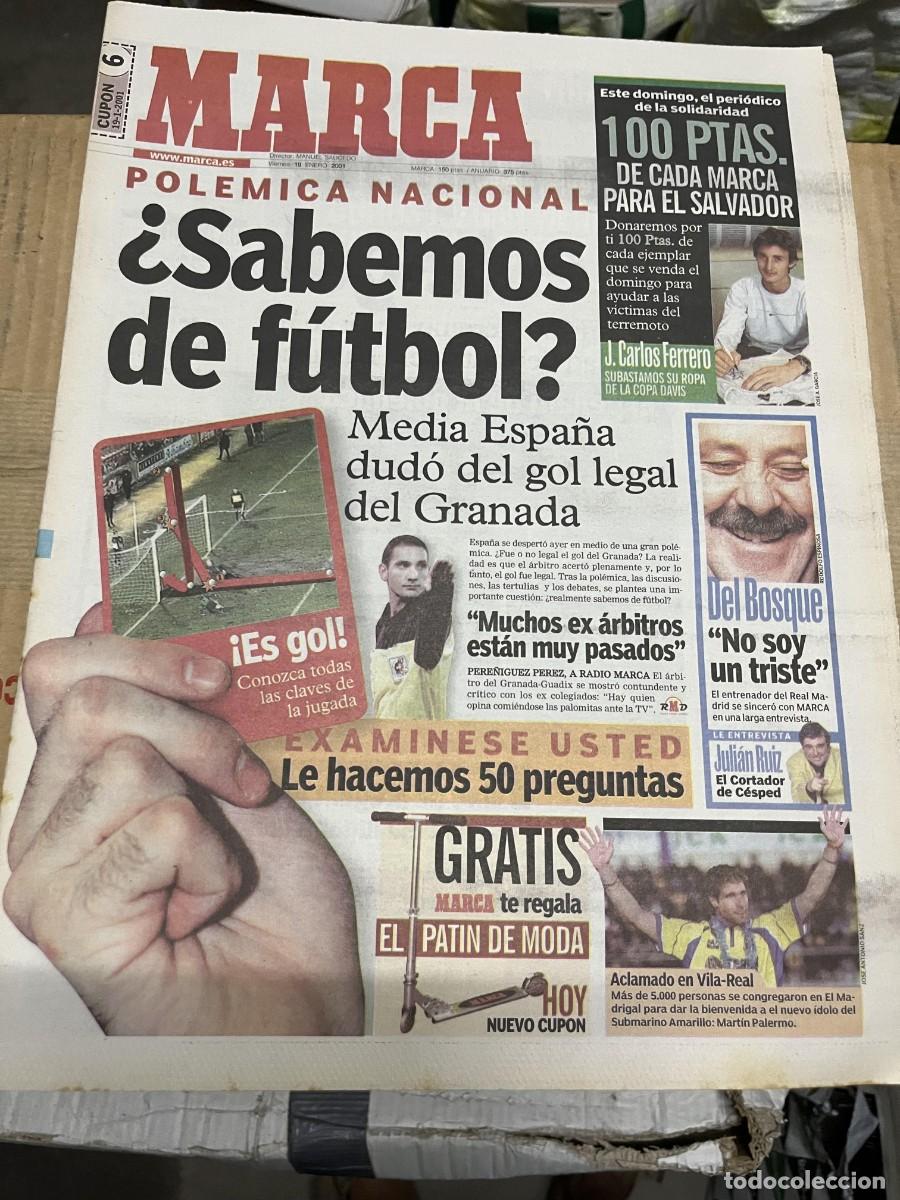 Coleccionismo deportivo: MARCA (20-1-2001) JOHN CAREW HOY VALENCIA BARCELONA COPA DEL REY RACING ZARAGOZA