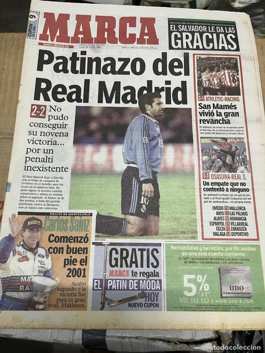 Coleccionismo deportivo: MARCA (22-1-2001) VALLADOLID 2-2 REAL MADRID FIGO ATHLETIC 3-1 RACING OSASUNA 1-1 R.SOCIEDAD