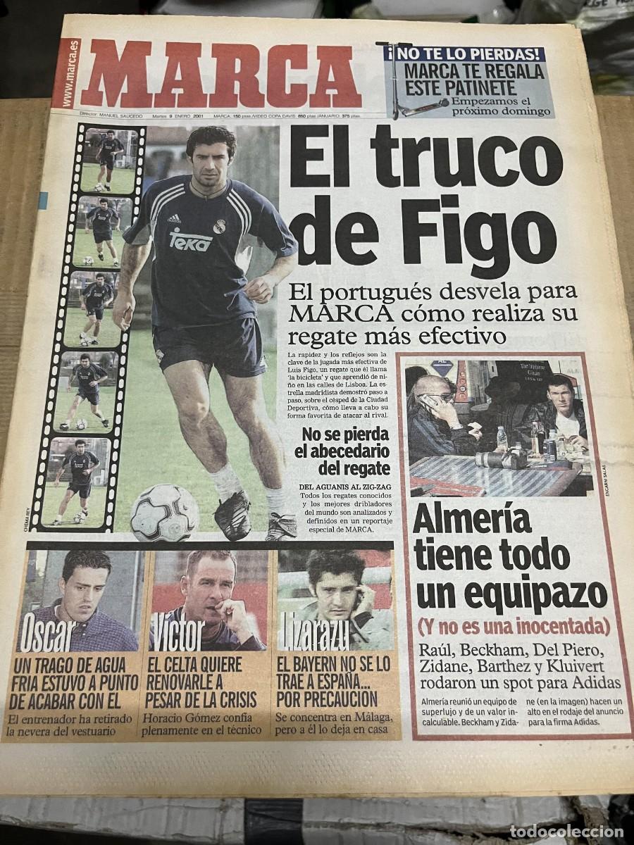 Coleccionismo deportivo: MARCA (9-1-2001) REGATE DE FIGO REAL MADRID ALMERIA LIZARAZU VICTOR CELTA CASTILLEJO BOXEO