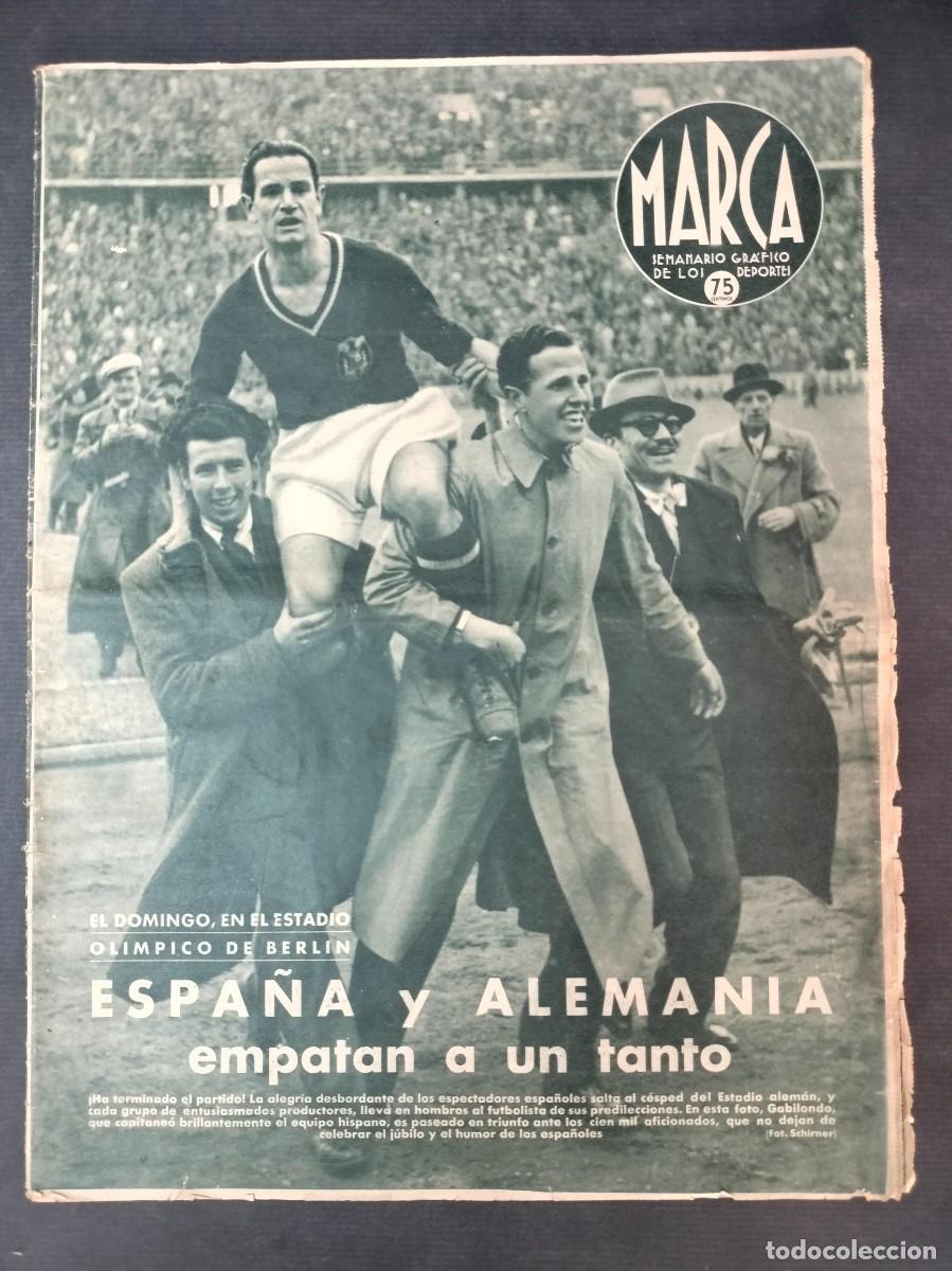 Coleccionismo deportivo: MARCA N&ordm; 166 SEMANARIO GRAFICO 4 ABRIL 1942 Olimpiada Berlin Espa&ntilde;a y Alemania empatan