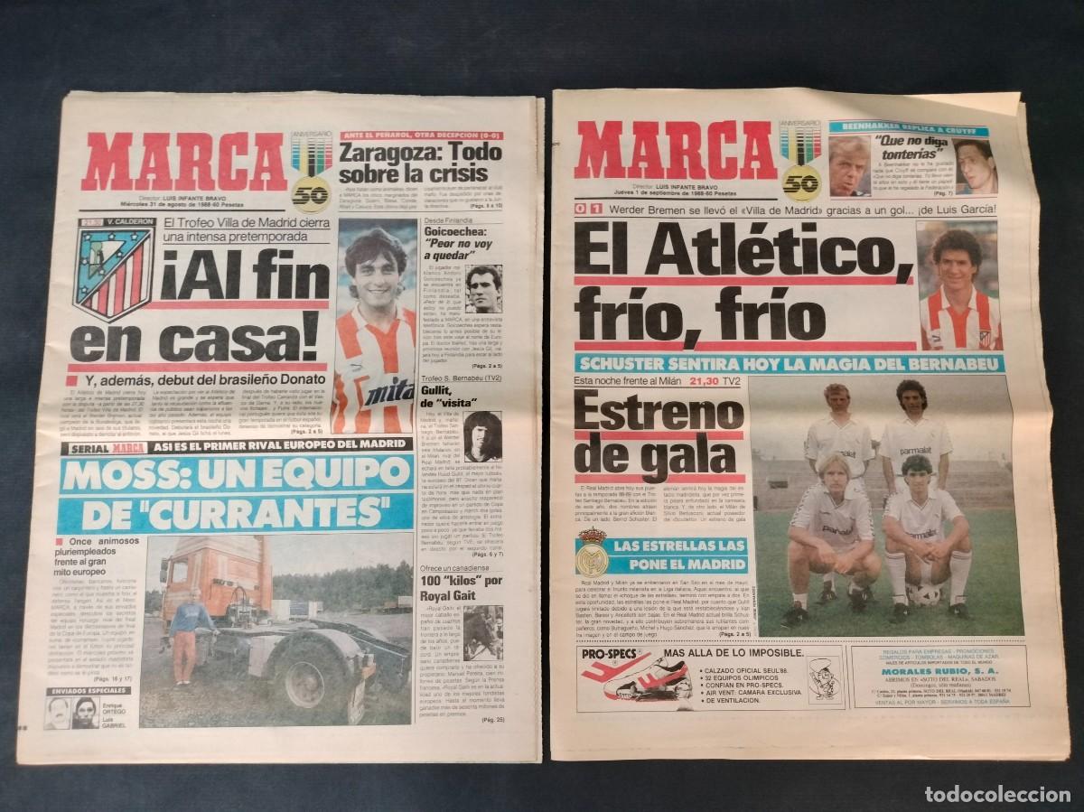 Coleccionismo deportivo: DIARIO MARCA LOTE DE 2 Nos. 31 DE AGOSTO 1988 + 1 SEPTIEMBRE PREVIA Y FINAL TORNEO VILLA DE MADRID
