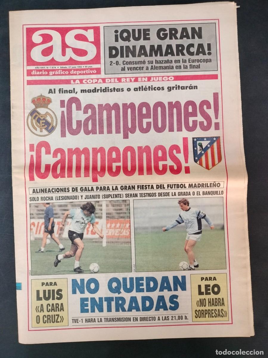 Coleccionismo deportivo: DIARIO MARCA 27 DE JUNIO 1992 PREVIA FINAL DE LA COPA DEL REY REAL MADRID ATLETICO DE MADRID