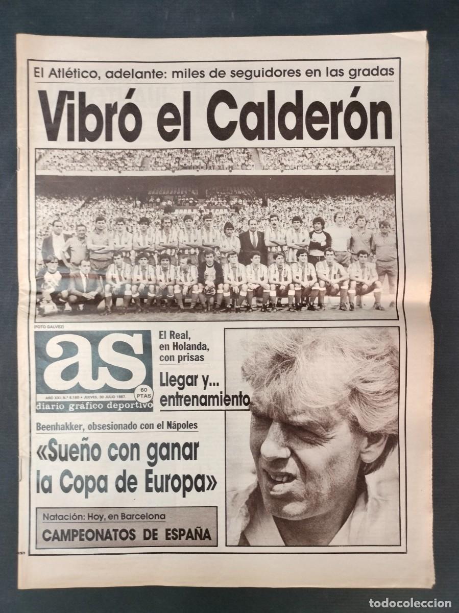Sports collectibles: DIARIO AS N&ordm; 6160 30 JULIO 1987 PRESENTACION ATLETICO DE MADRID Y BARCELONA EXCELENTE!!
