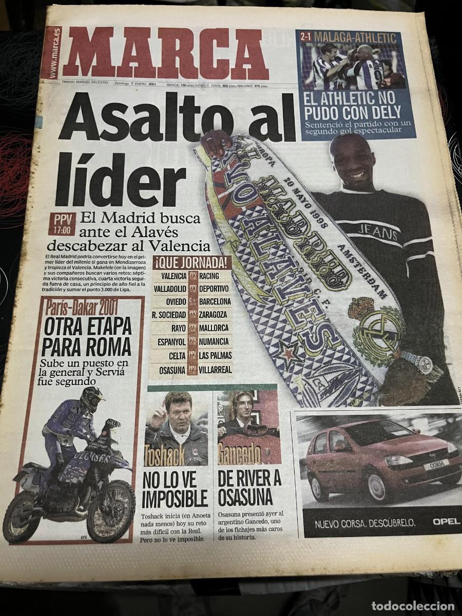Coleccionismo deportivo: MARCA (7-1-2001) HOY ALAVES REAL MADRID PARIS DAKAR ROMA JORNADA LIGA GANCEDO TOSHACK