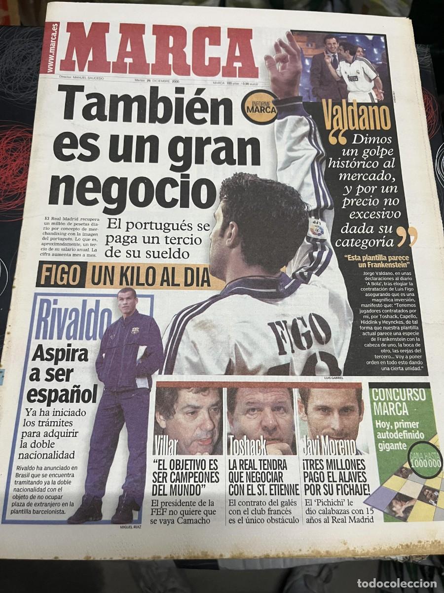 Coleccionismo deportivo: MARCA (26-12-2000) FIGO VALDANO RIVALDO VILLAR TOSHACK JAVI MORENO JONAH LOMU RUGBY