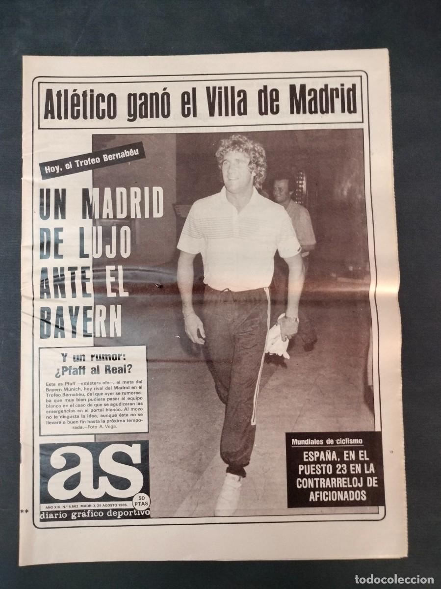 Coleccionismo deportivo: DIARIO AS N&ordm; 5562 29 AGOSTO 1985 ATLETICO DE MADRID GANADOR TORNEO VILLA DE MADRID EXCELENTE!!