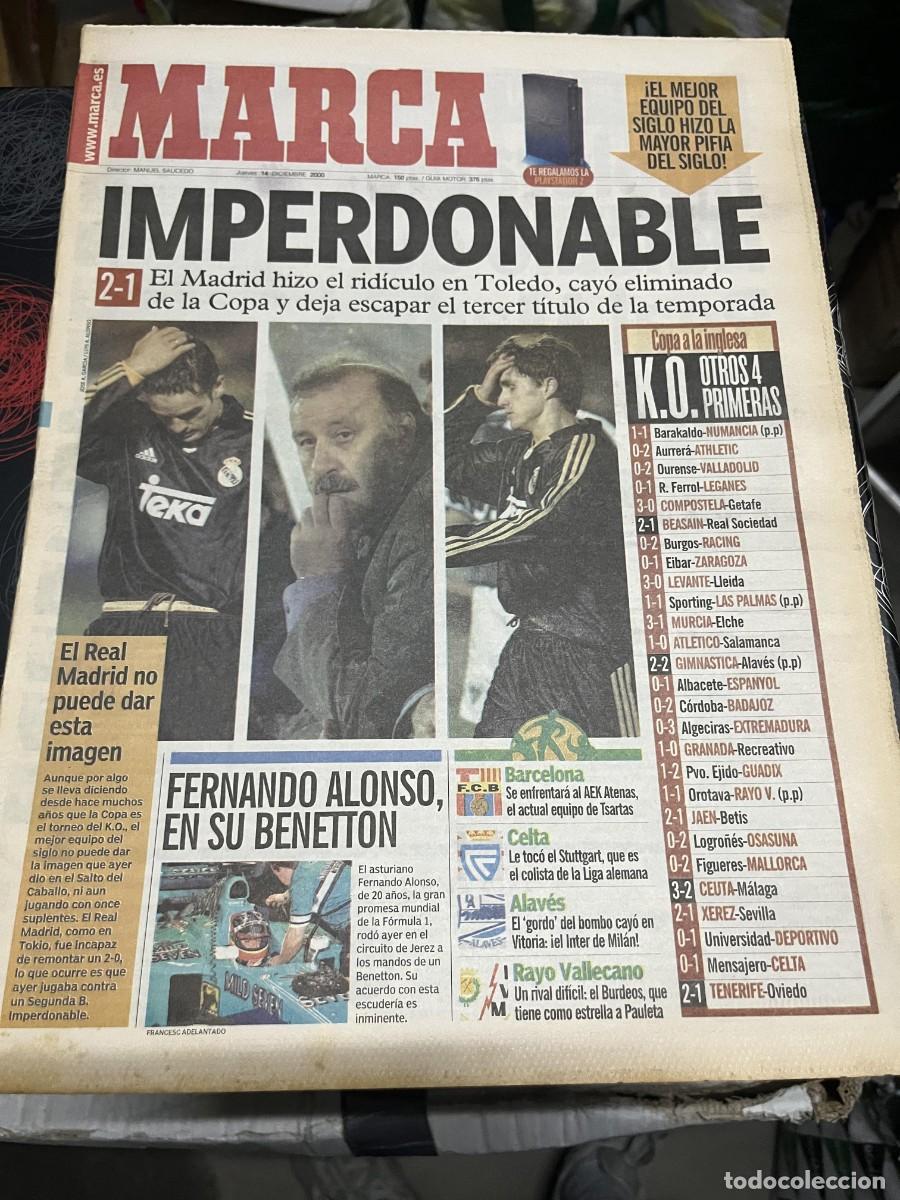 Coleccionismo deportivo: MARCA (14-12-2000) ELIMINADO COPA TOLEDO 2-1 REAL MADRID FERNANDO ALONSO FORMULA 1