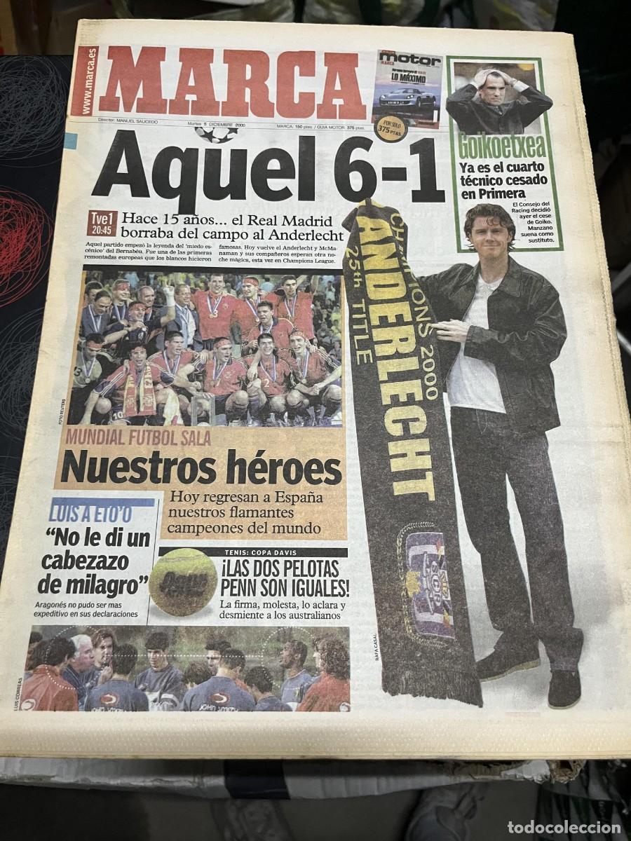 Coleccionismo deportivo: MARCA (5-12-2000) HOY REAL MADRID ANDERLECHT GOIKOETXEA MCMANAMAN ETOO MALLORCA LUIS ARAGONES