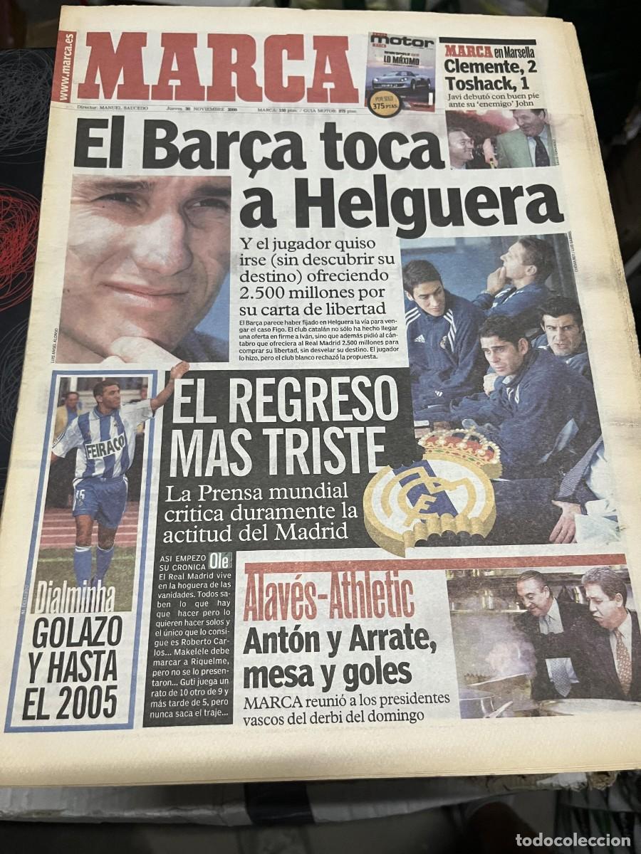 Coleccionismo deportivo: MARCA (30-11-2000) HELGUERA POSIBLE FICHAJE BARCELONA REAL MADRID ALAVES ATHLETIC DJALMINHA